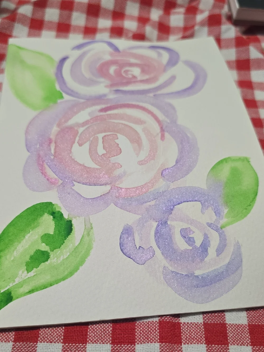Hand-Painted Floral Watercolor Art Print in Purple and Pink CARD